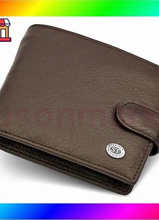 Bs чоловіче шкіряне портмоне best mix на кнопці st leather st104 коричневий bas77/n