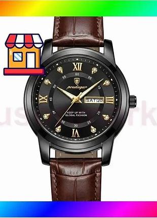 Bs годинник чоловічий наручний best mix poedagar unique men black leather (2 ремінці) bas77/n
