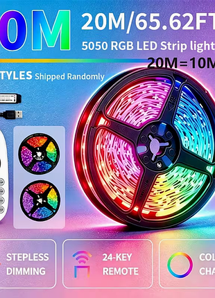 Светодиодная led лента litshow 5050 rgb 20 метров с usb питанием и пультом ду