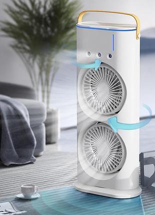 Вентилятор настольный двойной с охлаждением 5 вт double-ended spray fan led-подсветка 3 скорости,распылитель водяного тумана