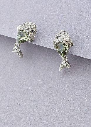 100046 серьги 'xuping' swarovski (родий)