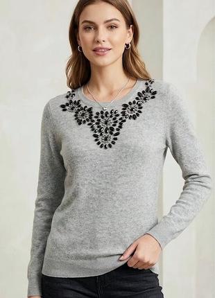 Роскошный кашемировый свитер, джемпер marks &amp; spencer с камнями.