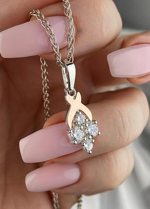 Серебряный женский кулон с золотом 925 / 375 проба
