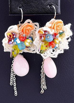 044951 серьги 'hand made' яшма бижутерный сплав8,1 г.