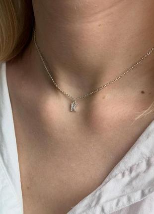 Серебряное колье с буквой к - 925 проба