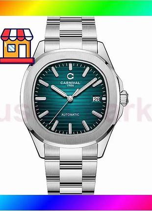 Bs часы мужские механические best mix водостойкие carnival chronos серебристый bas77/n