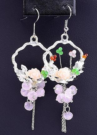044958 сережки 'hand made' чеський кришталь біжутерний сплав11,5 г.