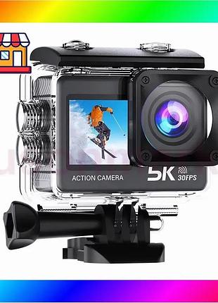Bs экшн камера at-m60tr best mix full hd 5k wi-fi с пультом ду и 2 экранами (черный) bas77/n