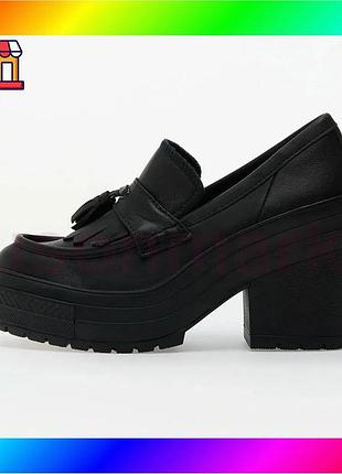 Bs женские лоферы на best mix каблуке converse chuck 70 de luxe ox (кожа) размер 37 черный bas77/n