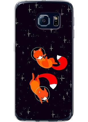 Чехол силиконовый на телефон samsung galaxy s6 edge g925f лисички в космосе "4519u-83-58250"