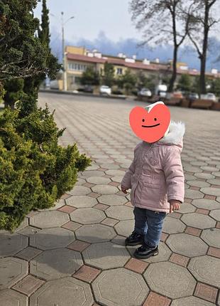 Куртка для дівчинки утеплена рожева 74 розміру