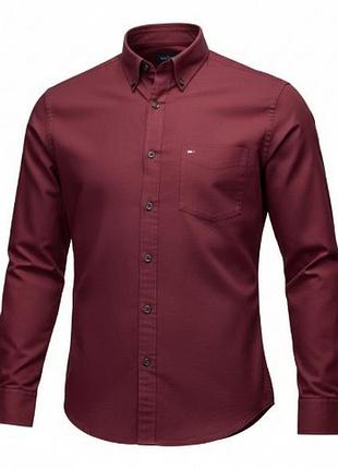 Стильна бордова сорочка tommy hilfiger denim (slim fit, розмір l).