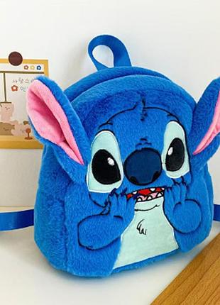 Плюшевый рюкзак стич disney fairy stitch мягкий детский рюкзак с ушками и мордочкой синий