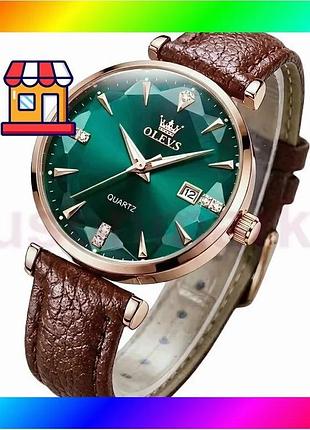 Bs годинник жіночий наручний best mix olevs diamond leather brown (2 ремінці) bas77/n
