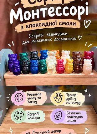 Розвиваючий сортер монтессорі з епоксидної смоли