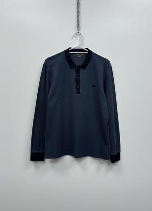 Базовий лонгслів поло burberry london pique cotton long sleeve blue