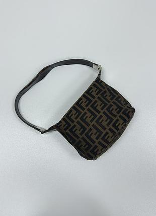 Вінтажна сумка fendi zucca monogram ff vintage canvas baguette mini bag brown
