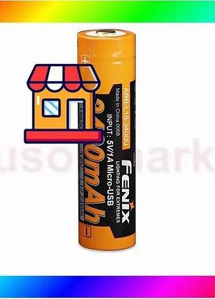 Bs акумулятор 18650 fenix best mix ​​3400mah 3.6v з micro-usb зарядкою (чорно-жовтий) bas77/n