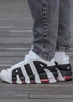 Чоловічі кросівки nike air more uptempo low white black red