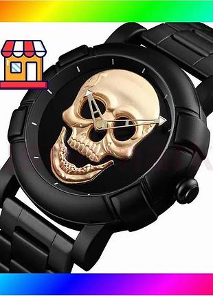 Bs оригинальные часы skmei best mix skull 9178 black gold bas77/n