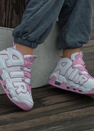 😍 женские кроссовки nike air more uptempo white pink