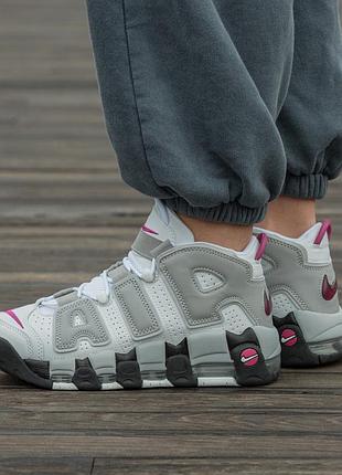 😍 женские кроссовки nike air more uptempo 96 white grey black