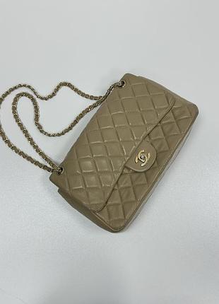 Вінтажна сумкв chanel vintage classic double flap medium timeless bag beige
