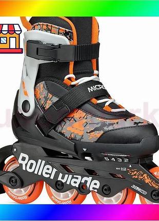 Bs розсувні дитячі роликові best mix ковзани rollerblade microblade sl розмір 28-32 чорно-помаранчеві bas77/n
