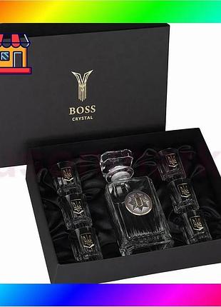 Bs набор для водки best mix boss crystal полиция (графин и 6 рюмок) хрусталь, серебро, золото bas77/n