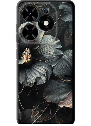 Чехол tpu на телефон tecno spark go 2024 черные цветы "6031b-3432-58250"