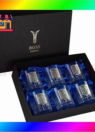 Bs набор бокалов для best mix виски boss crystal тризуб (6 бокалов) серебро, хрусталь bas77/n