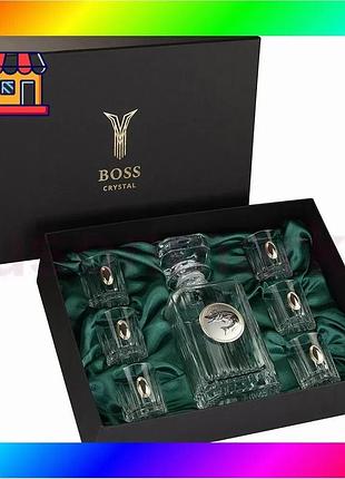 Bs набор для водки best mix boss crystal fisherman (6 рюмок 80мл + графин 750мл) хрусталь, серебро и п bas77/n