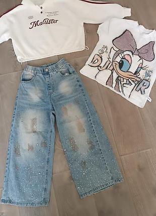 Повсякденний костюм для дівчинки hollister білий, блакитний