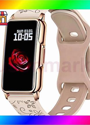 Bs розумний наручний годинник best mix smart mioband nano+ beige flower (3 ремінці) bas77/n