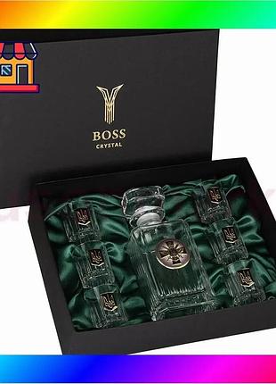 Bs набор для водки best mix boss crystal генштаб (графин и 6 рюмок) хрусталь, серебро, золото bas77/n