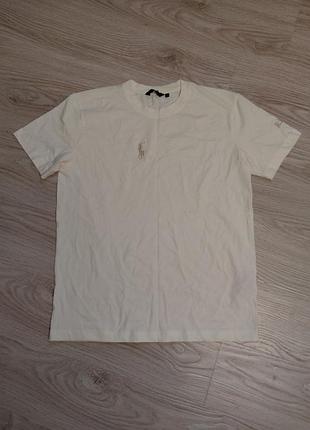 Футболка чоловіча polo ralph lauren молочна, розмір l, 100% бавовна