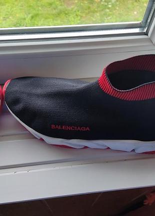 Кроссовки носки balenciaga speed trainer black/red • размер 41 (26 см)