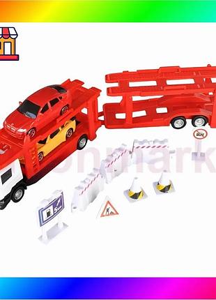 Bs игровой набор - best mix автоперевозчик scania (автоперевозчик, 2 машины, аксессуары) bas77/n