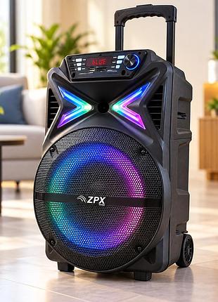 Портативна колонка zpx audio zx-7780 bt з мікрофоном usb/bluetooth/fm/led/tws 350w + пульт дк