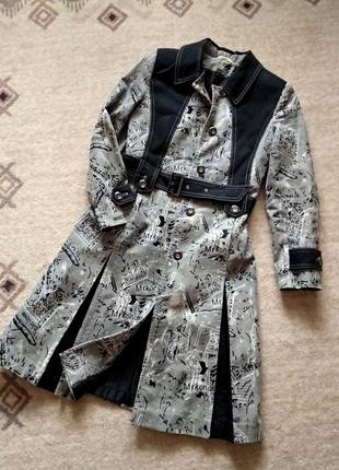 38-40р. джинсовий утеплений плащ з поясом delsem