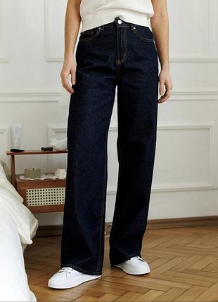 Джинси жіночі wide high waist jeans темно-сині, розмір eur 38