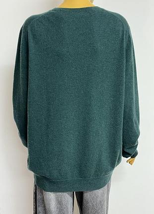 Manor bio cashmere теплий вʼязаний кашеміровий вільний светр джемпер пуловер кофта базовий темно зелений 100% кашемір батал великий розмір р. xl xxl 5
