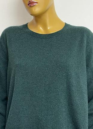 Manor bio cashmere теплий вʼязаний кашеміровий вільний светр джемпер пуловер кофта базовий темно зелений 100% кашемір батал великий розмір р. xl xxl 4