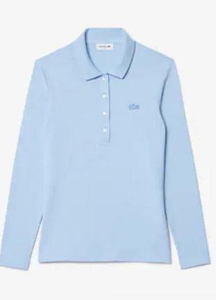 Поло жіноче lacoste блакитне з довгим рукавом