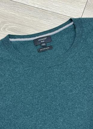 Manor bio cashmere теплий вʼязаний кашеміровий вільний светр джемпер пуловер кофта базовий темно зелений 100% кашемір батал великий розмір р. xl xxl 6