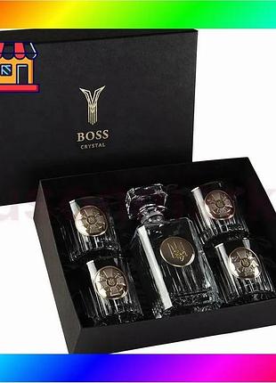 Bs набір для віскі best mix boss crystal штаб вмс (5 предметів) графин + 4 келихи (платина, срібло, зо bas77/n