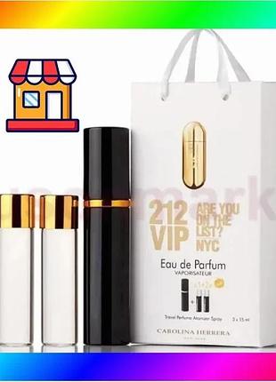 Bs carolina herrera 212 best mix vip woman edp 3x15ml - trio bag bas77/n