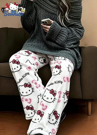 Піжамні штани hello kitty плюшеві штани sanrio