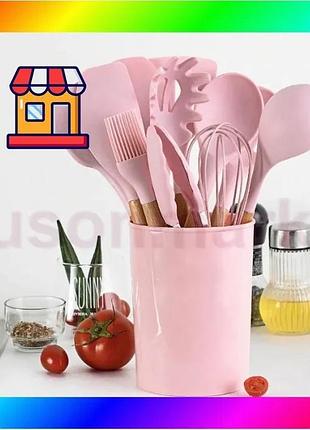 Bs набор кухонных принадлежностей best mix 12 предметов силиконовый kitchen set розовый bas77/n