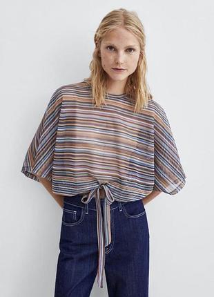 Актуальний трендовий подовжений топ сітка оверсайз zara uk 12/l 40🔥🔥🔥
